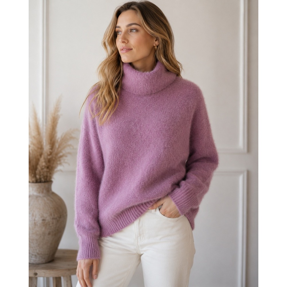 Vince 100% Cashmere Fuzzy Turtleneck Sweater Pink M/M